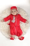 Buy_LITTLE BRATS_Red Cotton Embroidery Designer Kurta Set For Boys _at_Aza_Fashions