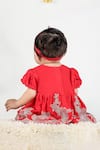 Shop_LITTLE BRATS_Red Cotton Embroidery, Bows Floral Frock Set For Girls _at_Aza_Fashions