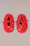 LITTLE BRATS_Red Cotton Embroidery Floral Boys Kurta Set _Online_at_Aza_Fashions