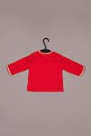 Shop_LITTLE BRATS_Red Cotton Embroidery Floral Boys Kurta Set _Online_at_Aza_Fashions