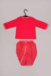 Shop_LITTLE BRATS_Red Cotton Embroidery Floral Boys Kurta Set _at_Aza_Fashions