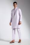 Buy_Neha Gursahani_Purple Silk Embroidery Kurta Pant Set _at_Aza_Fashions