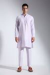 Shop_Neha Gursahani_Purple Silk Embroidery Kurta Pant Set _Online_at_Aza_Fashions