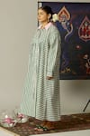 Quod_Multi Color Cotton Collared Striped Streams Dress _Online_at_Aza_Fashions