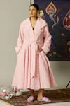 Buy_Quod_Pink Cotton Collared Tide Trench Dress _at_Aza_Fashions