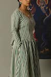 Buy_Quod_Green Cotton Embroidery Scoop Neck Striped Brooks Dress _Online_at_Aza_Fashions