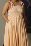 Quod_Yellow Cotton Open Neck Shell Dress With Striped Pattern _at_Aza_Fashions