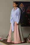 Buy_Quod_Blue Cotton Collared Striped Four Sleeves Shirt _Online_at_Aza_Fashions