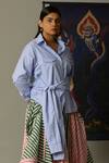 Shop_Quod_Blue Cotton Collared Striped Four Sleeves Shirt _Online_at_Aza_Fashions