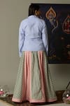 Shop_Quod_Blue Cotton Collared Striped Four Sleeves Shirt _at_Aza_Fashions