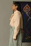 Quod_Yellow Cotton Embroidery Open Neck Ridge Striped Shirt _Online_at_Aza_Fashions