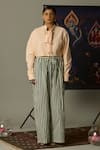 Buy_Quod_Yellow Cotton Embroidery Open Neck Ridge Striped Shirt _at_Aza_Fashions