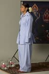 Quod_Blue Cotton Embroidery Collared Wisp Shirt In Aqua _Online_at_Aza_Fashions