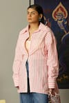 Shop_Quod_Pink Cotton Embroidery Collared Wisp Striped Shirt _Online_at_Aza_Fashions