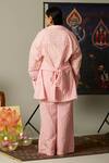 Shop_Quod_Pink Cotton Embroidery Collared Wisp Striped Shirt _at_Aza_Fashions