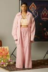Buy_Quod_Pink Cotton Embroidery Collared Wisp Striped Shirt _at_Aza_Fashions