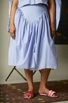 Shop_Quod_Blue Cotton Aqua Striped Designer Skirt _Online_at_Aza_Fashions