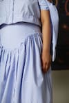Quod_Blue Cotton Aqua Striped Designer Skirt _at_Aza_Fashions