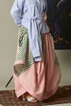 Quod_Multi Color Cotton Ripple Skirt _at_Aza_Fashions