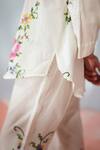 Rainas_White Cotton, Linen Embroidery Collared Cross Stitch Flora Set _Online_at_Aza_Fashions