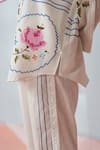 Rainas_White Cotton, Linen Embroidery Collared Cross Stitch Meadow Set _Online