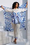 Rainas_Beige Cotton, Linen Embroidery Collared Turkish Whisper Set _at_Aza_Fashions