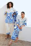 Shop_Rainas_Beige Cotton, Linen Embroidery Collared Turkish Whisper Set 
