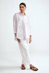 Buy_Rainas_Pink Cotton, Linen Embroidery Collared Blossom Streak Set _Online_at_Aza_Fashions