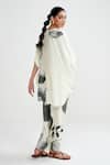 Shop_Rainas_Off White Cotton, Silk Beads Round Neck Monochrome Meadow Kaftan Set _at_Aza_Fashions