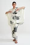 Buy_Rainas_Off White Cotton, Silk Beads Round Neck Monochrome Meadow Kaftan Set _at_Aza_Fashions