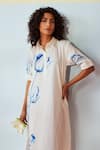 Buy_Rainas_White Cotton, Linen Collared Bluebell Whisper Dress _Online_at_Aza_Fashions