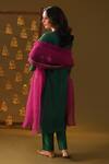 Shop_Rashi Jain_Green Chanderi, Organza Embroidery Square Neck Kurta Pant Set With Dupatta _at_Aza_Fashions