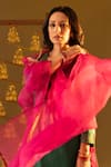 Rashi Jain_Green Chanderi, Organza Embroidery Square Neck Kurta Pant Set With Dupatta _Online_at_Aza_Fashions