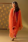Shop_Rashi Jain_Magenta Chanderi, Organza Round Neck And Rust Kurta Set _at_Aza_Fashions