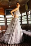 Buy_Sabe_Silver Tissue, Net Sequins, Beads Scoop Neck Designer Grey Aaravi Lehenga Set _Online_at_Aza_Fashions