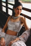 Shop_Sabe_Silver Tissue, Net Sequins, Beads Scoop Neck Designer Grey Aaravi Lehenga Set _Online_at_Aza_Fashions