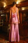 Shop_Sabe_Lilac Silk, Brocade Embroidery Round Neck Bandhani Raas Sharara Set _at_Aza_Fashions