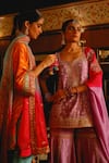 Buy_Sabe_Lilac Silk, Brocade Embroidery Round Neck Bandhani Raas Sharara Set _Online_at_Aza_Fashions