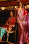 Buy_Sabe_Lilac Silk, Brocade Embroidery Round Neck Bandhani Raas Sharara Set 
