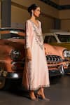 Sabe_Pink Silk Embroidery V-neck Designer Kaftan _Online_at_Aza_Fashions