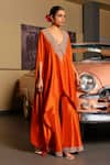 Sabe_Rust Silk Orange Designer Cape And Pant Set _Online_at_Aza_Fashions