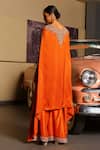 Shop_Sabe_Rust Silk Orange Designer Cape And Pant Set _at_Aza_Fashions