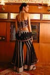 Shop_Sabe_Black Georgette, Net Embroidery Halter Neck Designer Falguni Sharara Set _at_Aza_Fashions