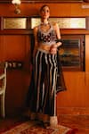 Buy_Sabe_Black Georgette, Net Embroidery Halter Neck Designer Falguni Sharara Set _at_Aza_Fashions