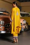 Shop_Sabe_Mustard Silk Embroidery Split V-neck Designer Purple Kiran Kurta Set _at_Aza_Fashions