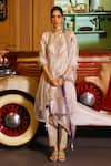 Buy_Sabe_Gray Tissue, Net Embroidery Round Neck Designer Nazara Kurta Set _at_Aza_Fashions