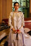 Shop_Sabe_Gray Tissue, Net Embroidery Round Neck Designer Nazara Kurta Set _Online_at_Aza_Fashions
