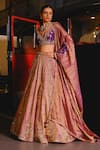 Sabe_Purple Tissue, Silk Sequins, Zari, Embroidery V-neck Haseen Lehenga Set _Online_at_Aza_Fashions