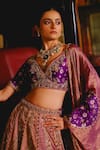 Shop_Sabe_Purple Tissue, Silk Sequins, Zari, Embroidery V-neck Haseen Lehenga Set _Online_at_Aza_Fashions