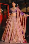 Buy_Sabe_Purple Tissue, Silk Sequins, Zari, Embroidery V-neck Haseen Lehenga Set _at_Aza_Fashions
